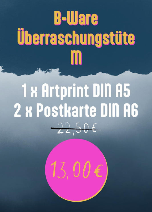 B-Ware Überraschungstüte M – 1 x DIN A5 Artprint + 2 x Postkarten | Nachhaltiger Eco Paper Mix | Vintage Art Set