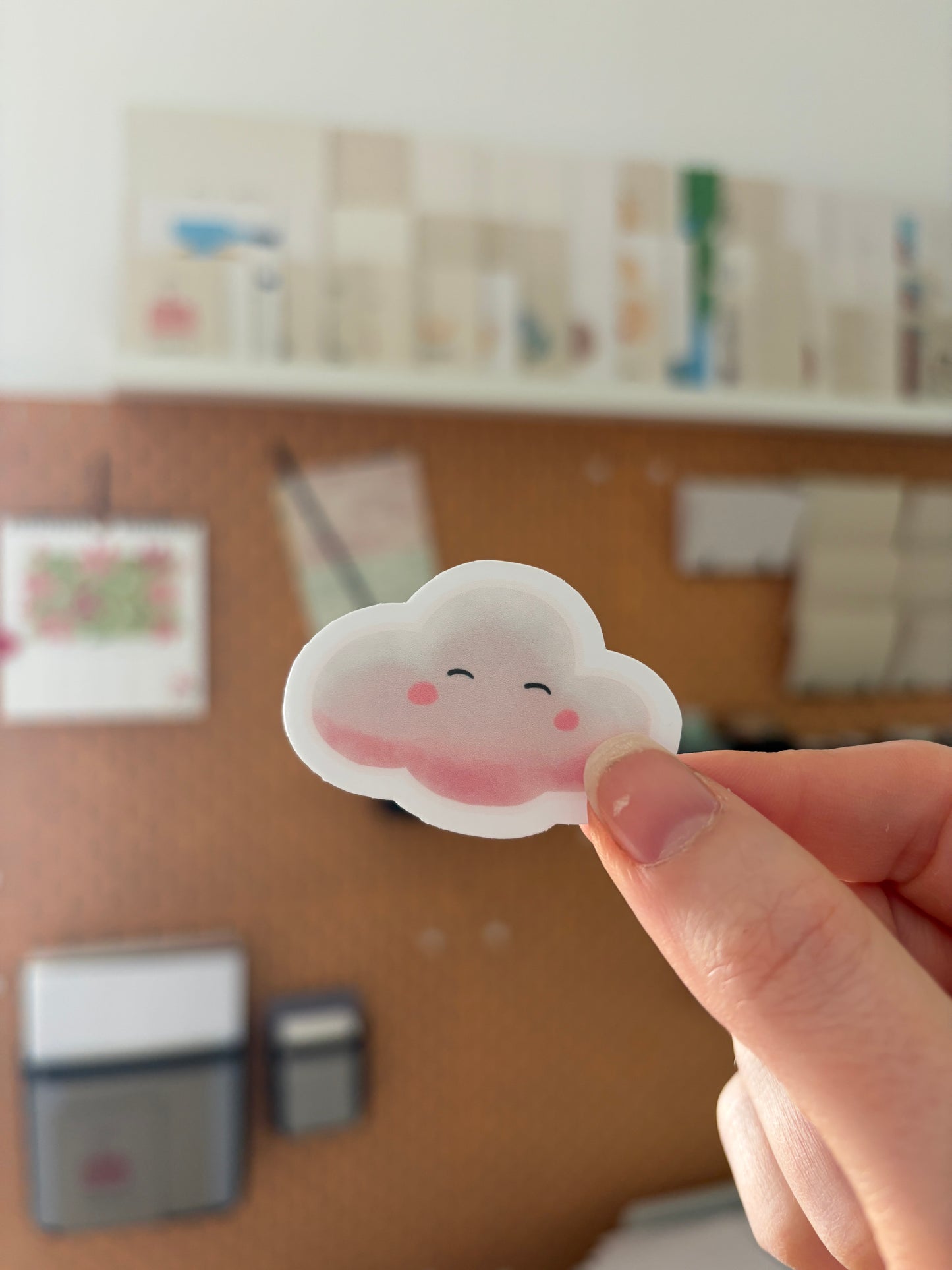 Matter Vinyl Sticker Wolke – Süße Illustration – Wasserfest – Aufkleber für Laptop, Handy & Planer – Kawaii Cloud Sticker – Geschenk für Sie
