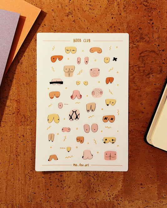 Sticker Sheet BOOB CLUB – Body Positivity & Diversity Aufkleber