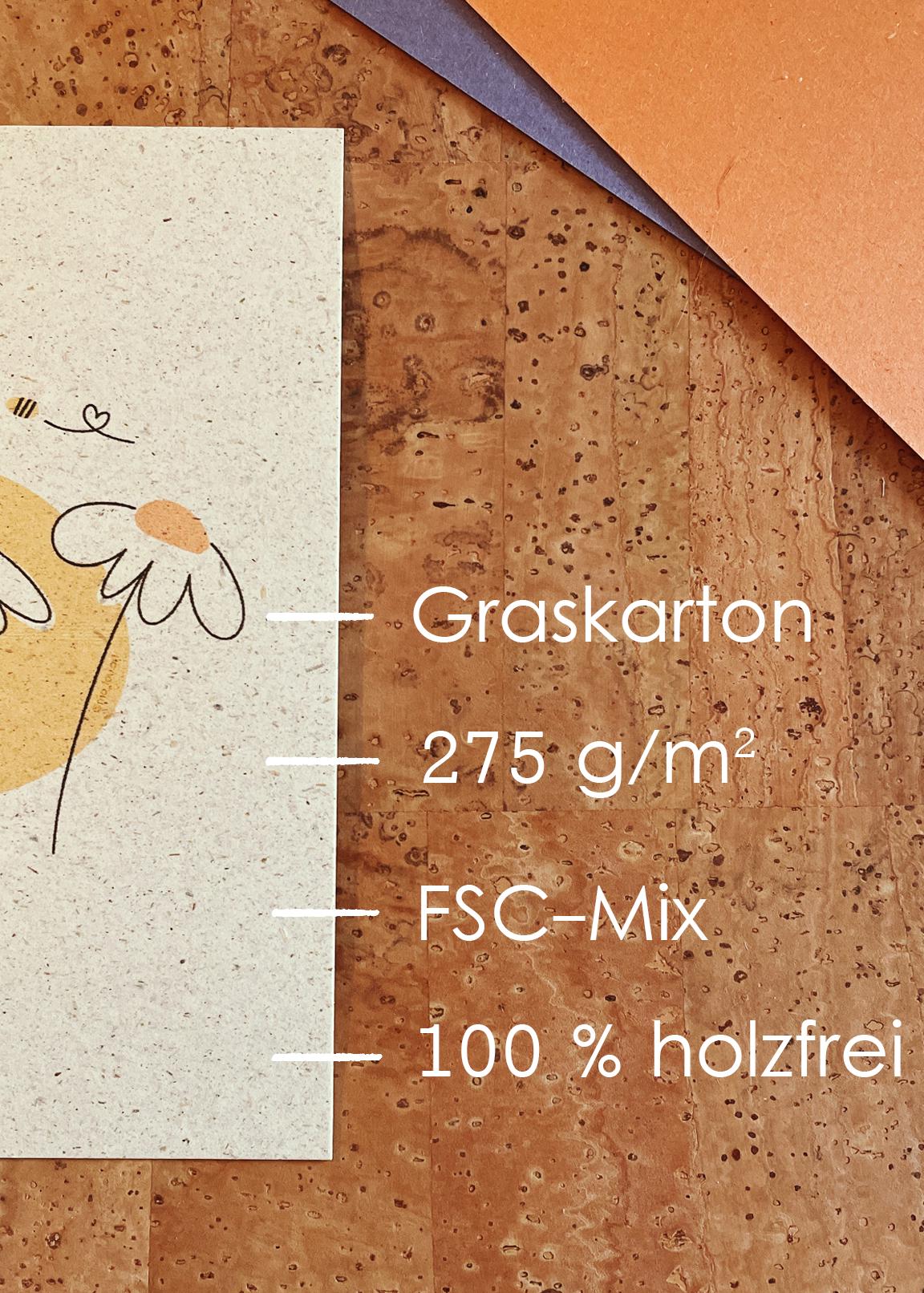 Postkarte Flowers & Bee auf nachhaltigem Papier – Süße Grußkarte für jeden Anlass – Botanische Illustration – Geschenk für Naturfreunde – A6