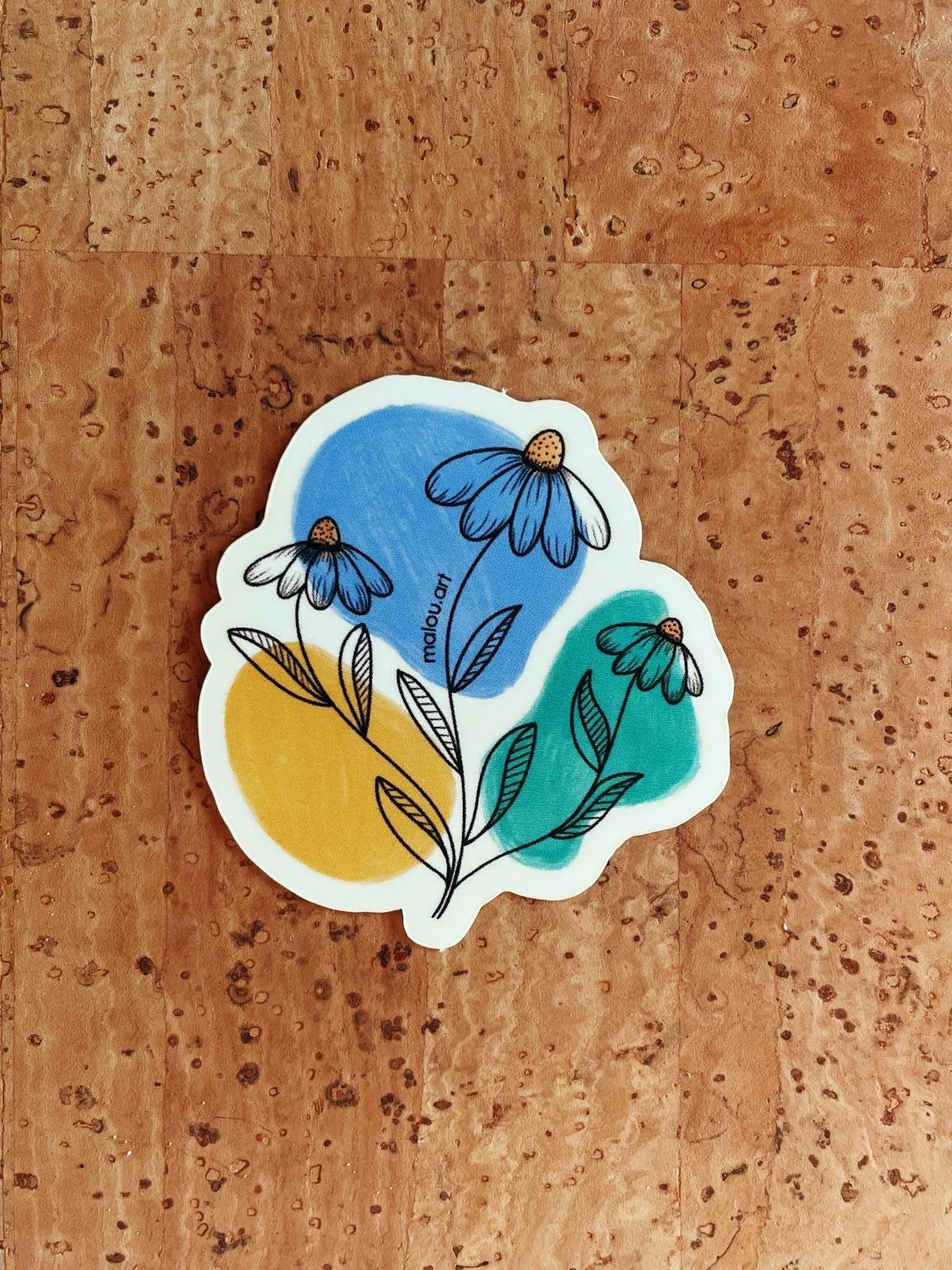 Wasserfester Vinyl Sticker Flowers | 4 x 4 cm | digitale Illustration | bullet journal | bottle sticker | planner sticker