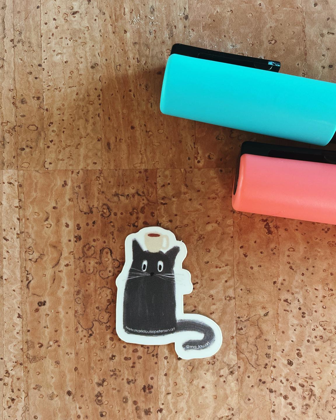 Wasserfester Vinyl Sticker "Coffee Cat" | 3 x 4 cm | digitale Illustration | bulletjournal | bottle sticker | planner sticker