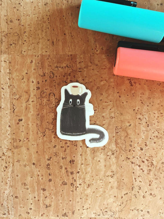 Wasserfester Vinyl Sticker "Coffee Cat" | 3 x 4 cm | digitale Illustration | bulletjournal | bottle sticker | planner sticker
