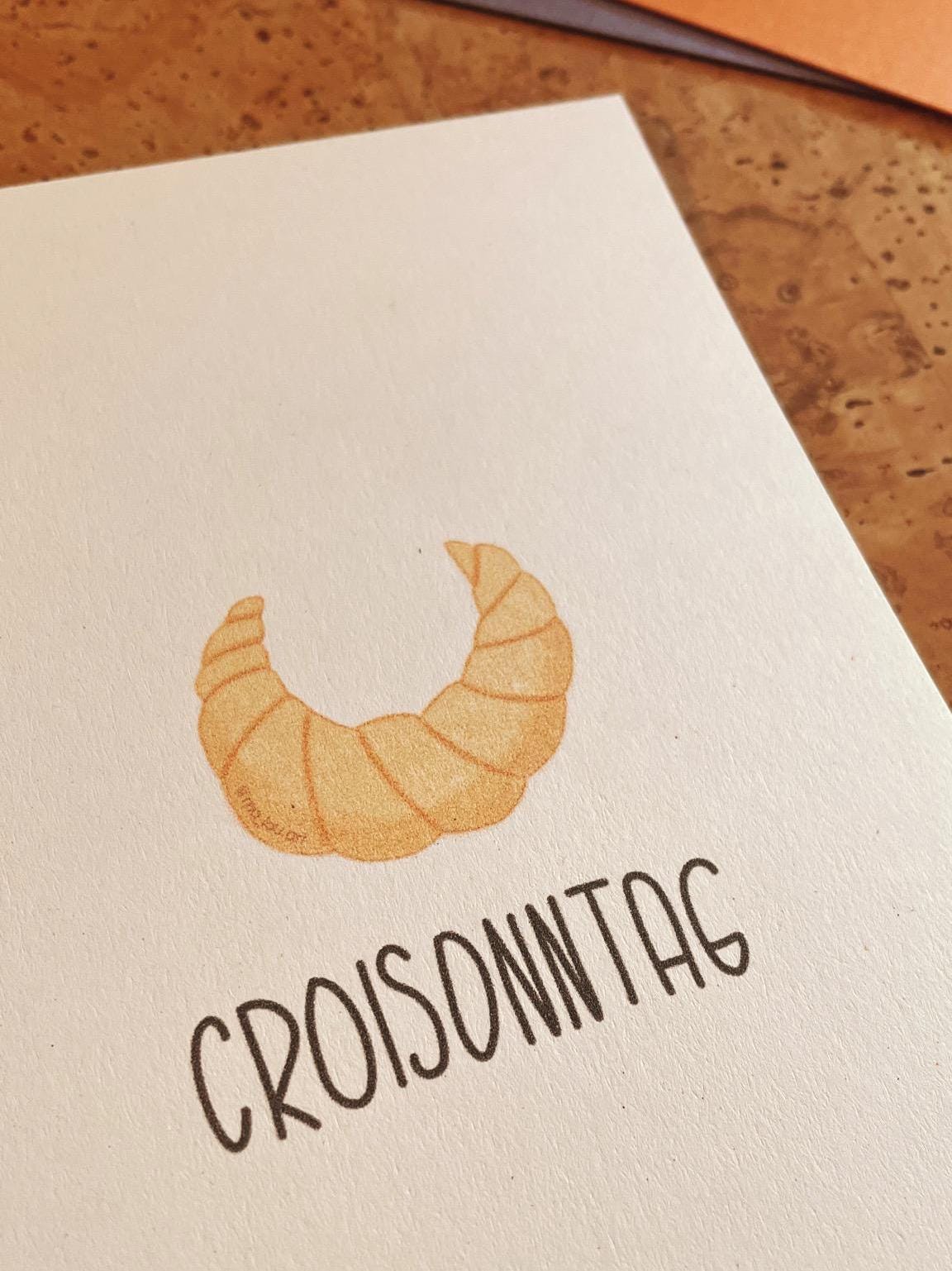 Postkarte A6 Croissant Croisonntag | individuelles breakfast Geschenk | Postkarte für Frühstücksliebhaber | Gift für Slow mornings people