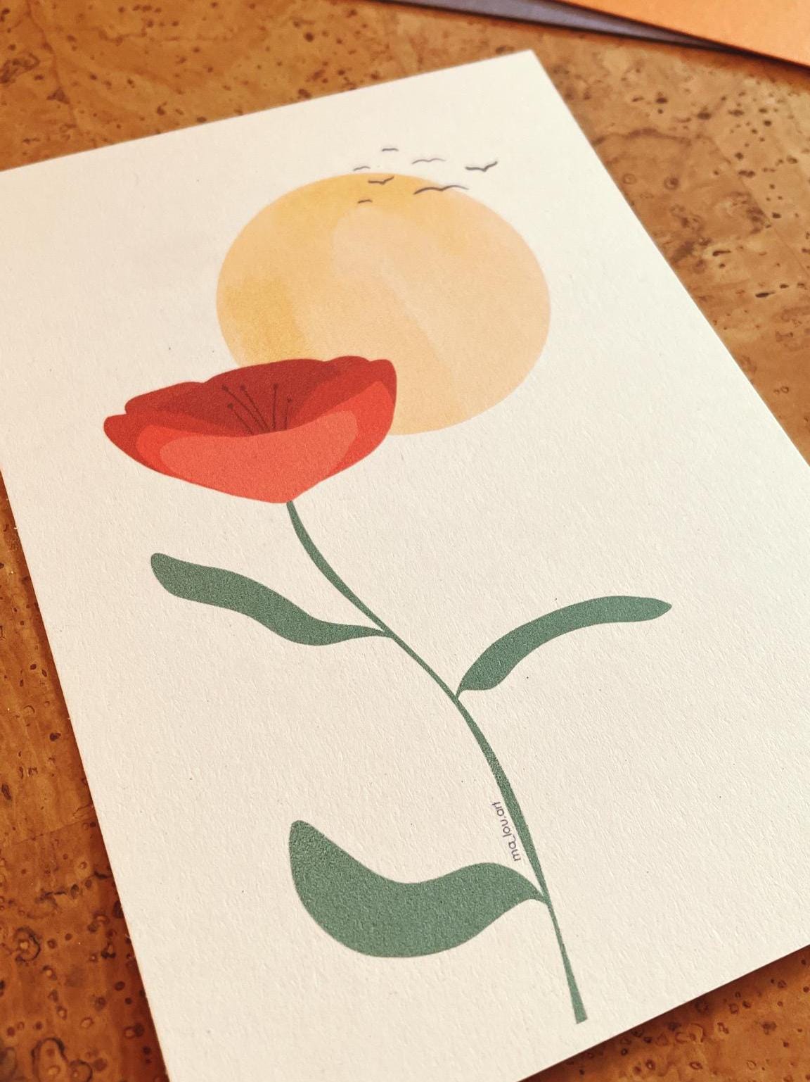 Postkarte A6 Mohnblume Poppy | nachhaltiger Digitaldruck | individuelles Papier