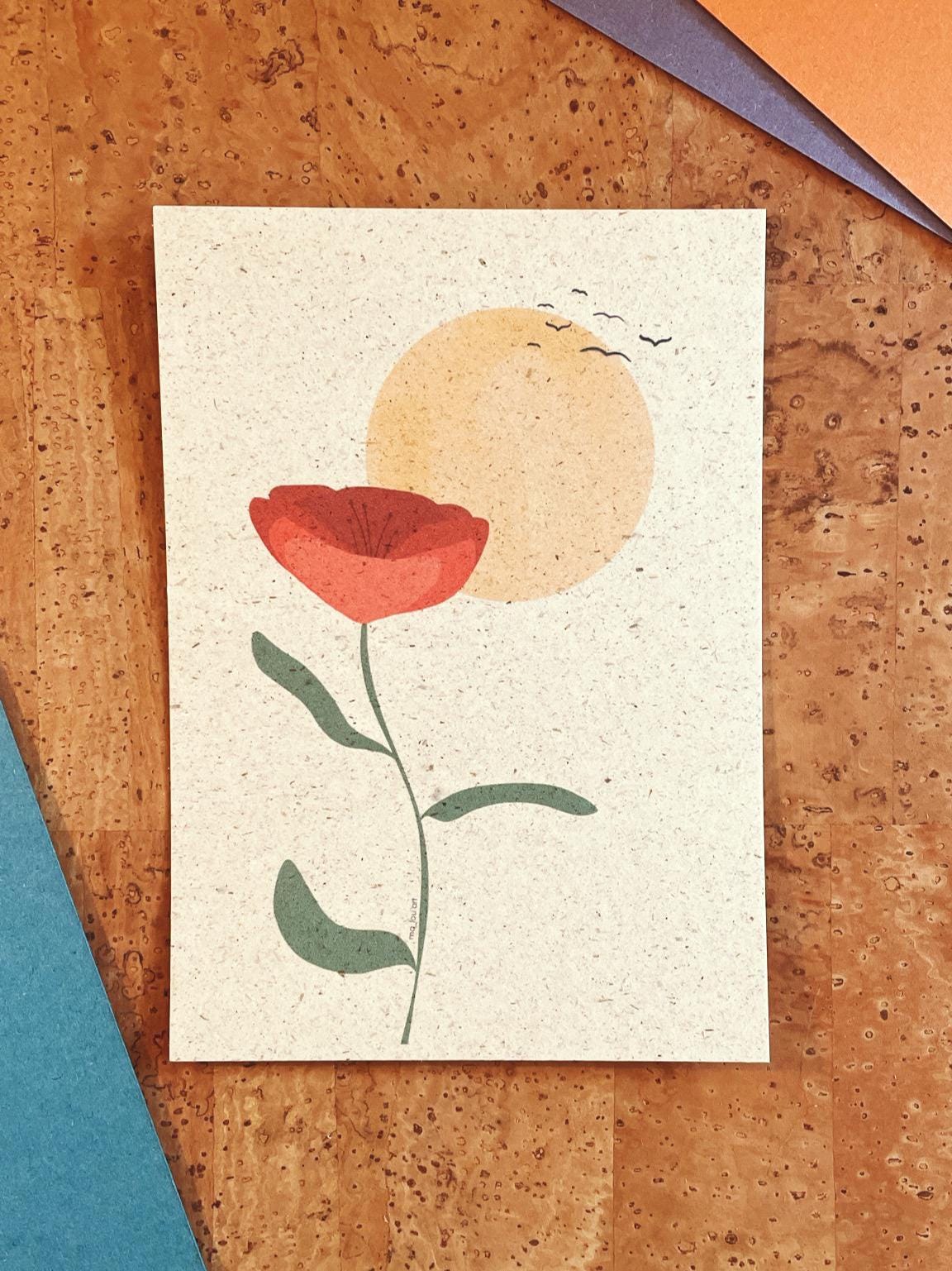 Postkarte A6 Mohnblume Poppy | nachhaltiger Digitaldruck | individuelles Papier