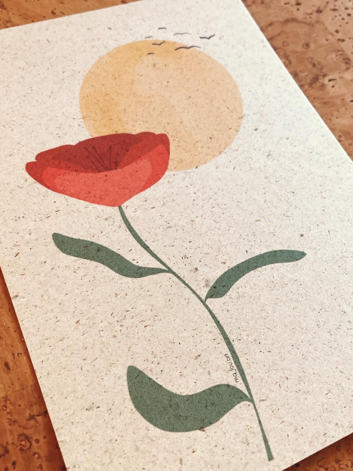 Postkarte A6 Mohnblume Poppy | nachhaltiger Digitaldruck | individuelles Papier