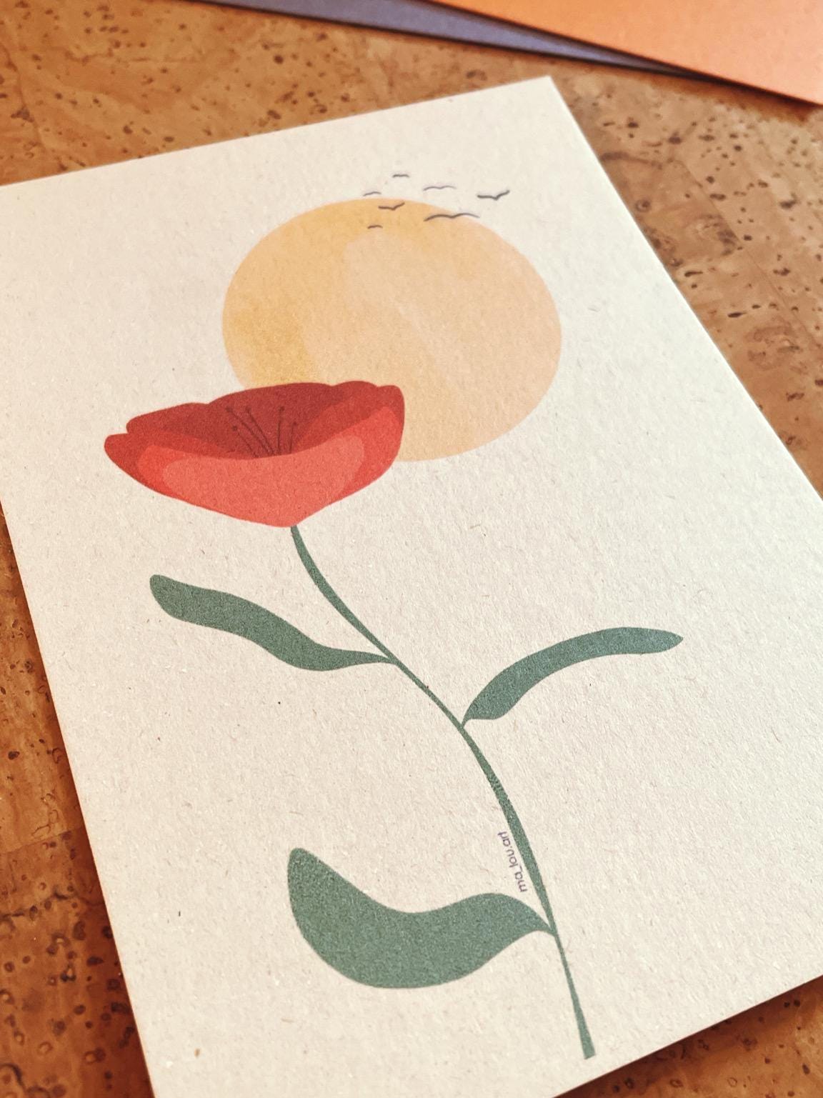 Postkarte A6 Mohnblume Poppy | nachhaltiger Digitaldruck | individuelles Papier
