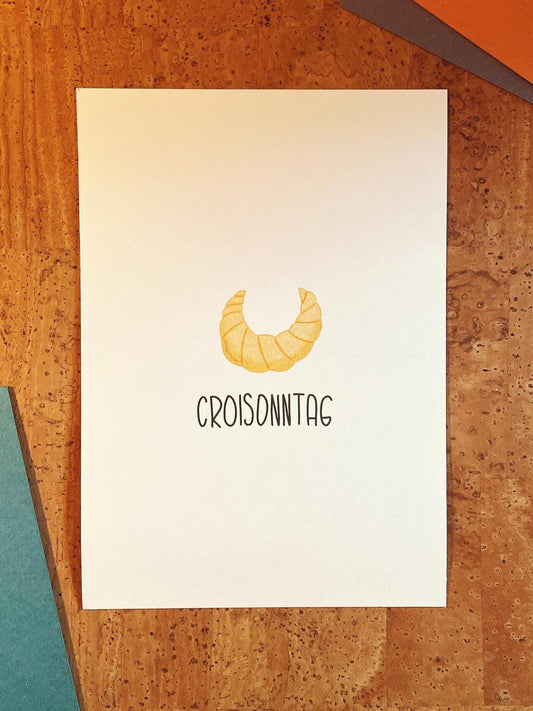 Artprint Croissant Croisonntag | A4 A5 breakfast club wall art | Slow Morning Fans Art Print | frühstücksliebe Küchen Poster Geschenk