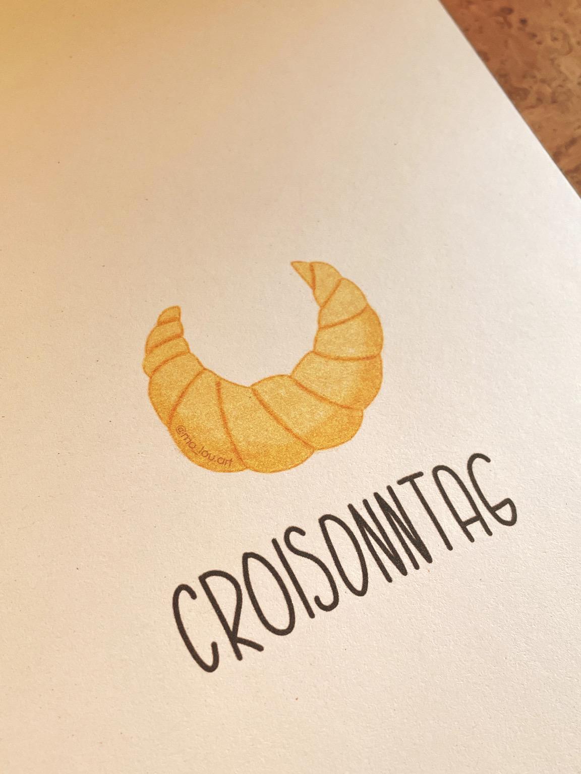 Artprint Croissant Croisonntag | A4 A5 breakfast club wall art | Slow Morning Fans Art Print | frühstücksliebe Küchen Poster Geschenk
