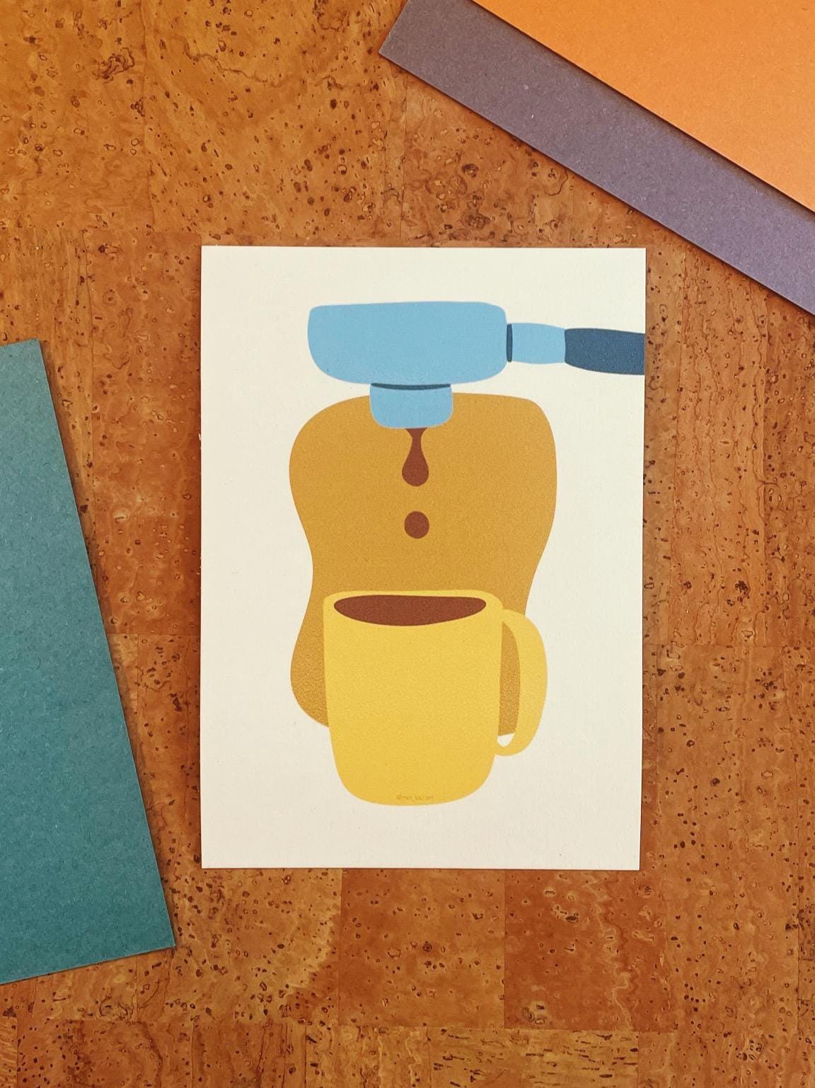 Postkarte A6 | Siebträger Espresso Liebe – Kaffee-Postkarte auf Naturpapier | coffee lover Art | Kaffeeliebhaber Geschenk | breakfast Club