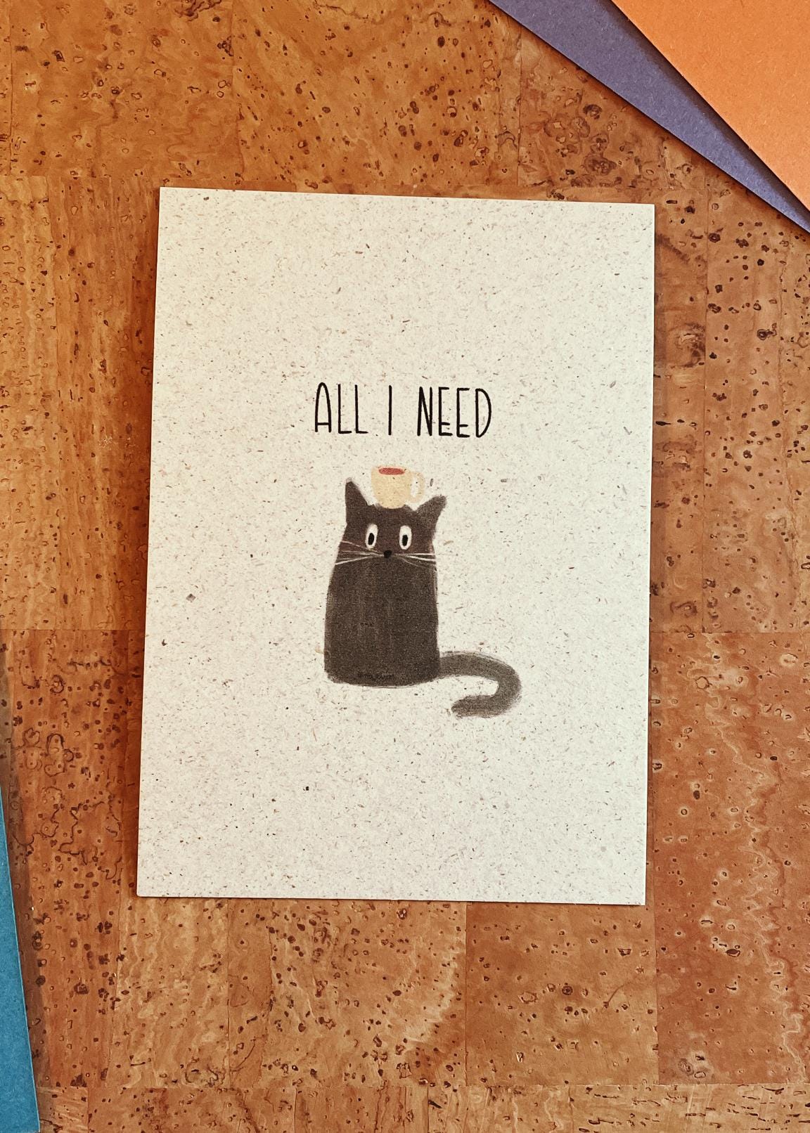Postkarte A6 Coffee Cat | individuelles Papier | nachhaltiger Digitaldruck | Katze Kaffee