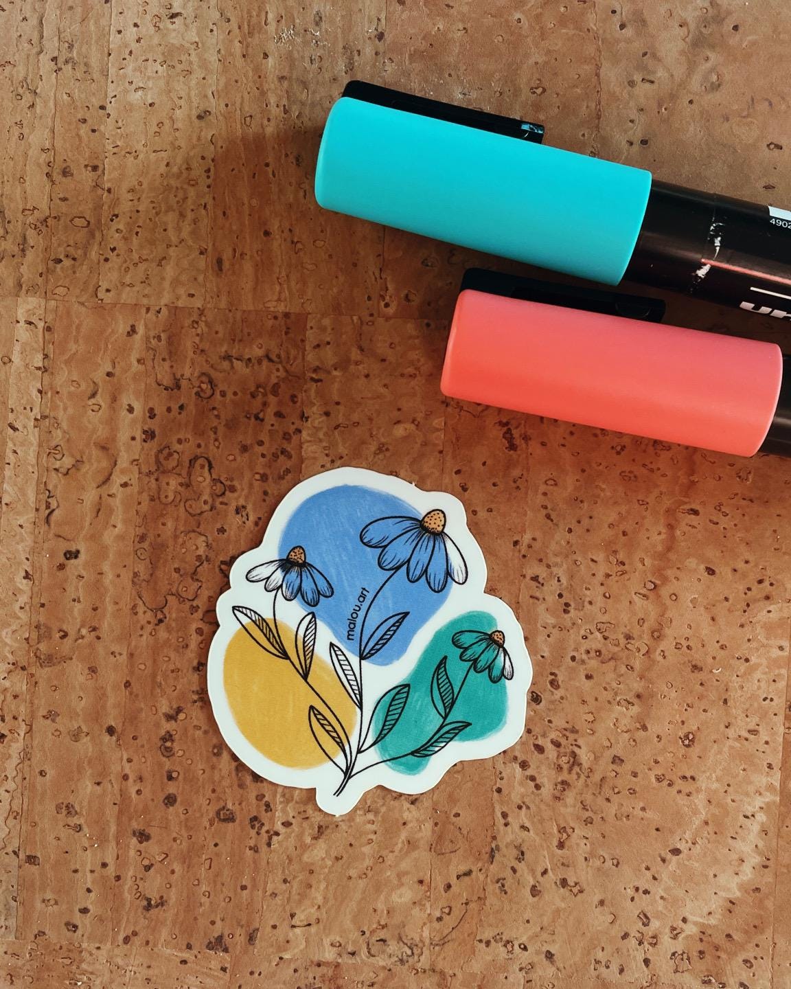 Wasserfester Vinyl Sticker Flowers | 4 x 4 cm | digitale Illustration | bullet journal | bottle sticker | planner sticker