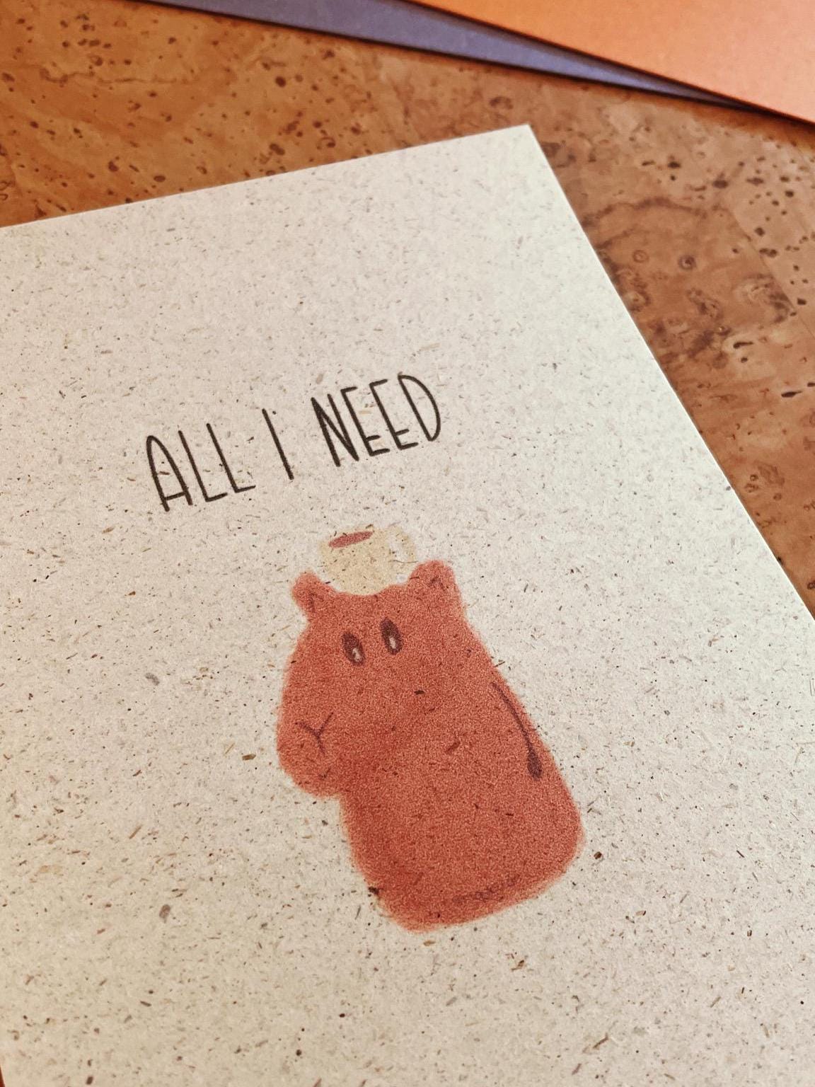 Postkarte A6 Coffee Capybara | Individuelles Papier | Nachhaltiger Digitaldruck