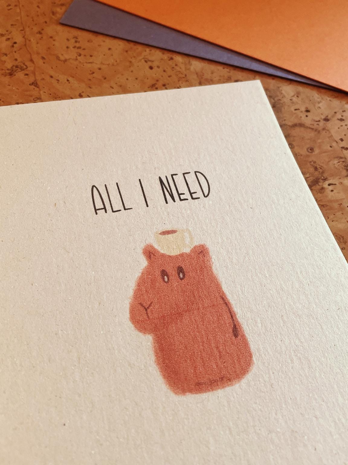 Postkarte A6 Coffee Capybara | Individuelles Papier | Nachhaltiger Digitaldruck
