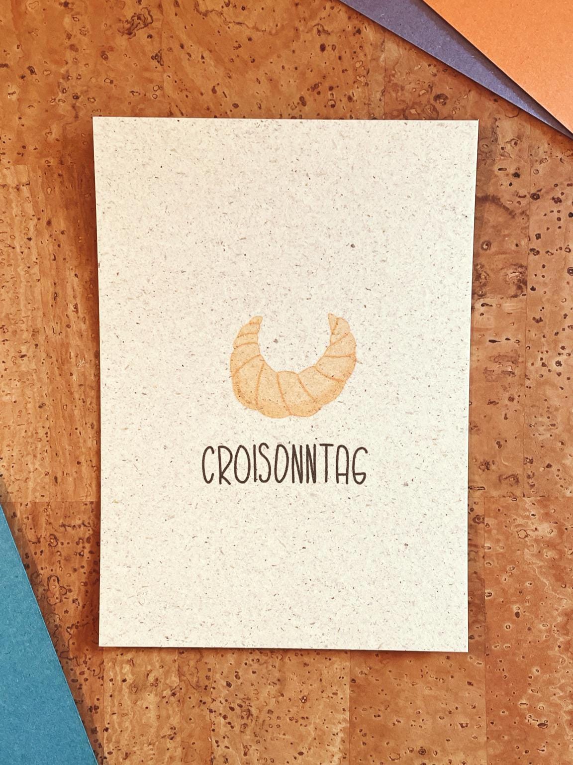 Postkarte A6 Croissant Croisonntag | individuelles breakfast Geschenk | Postkarte für Frühstücksliebhaber | Gift für Slow mornings people