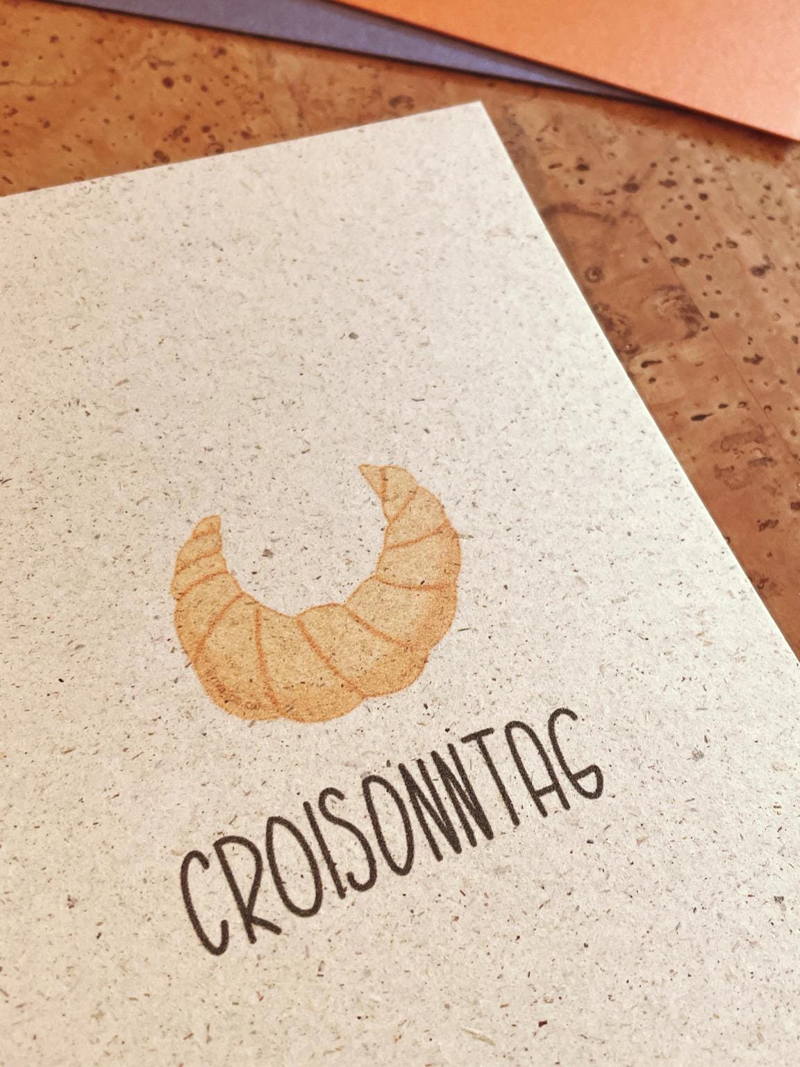 Postkarte A6 Croissant Croisonntag | individuelles breakfast Geschenk | Postkarte für Frühstücksliebhaber | Gift für Slow mornings people