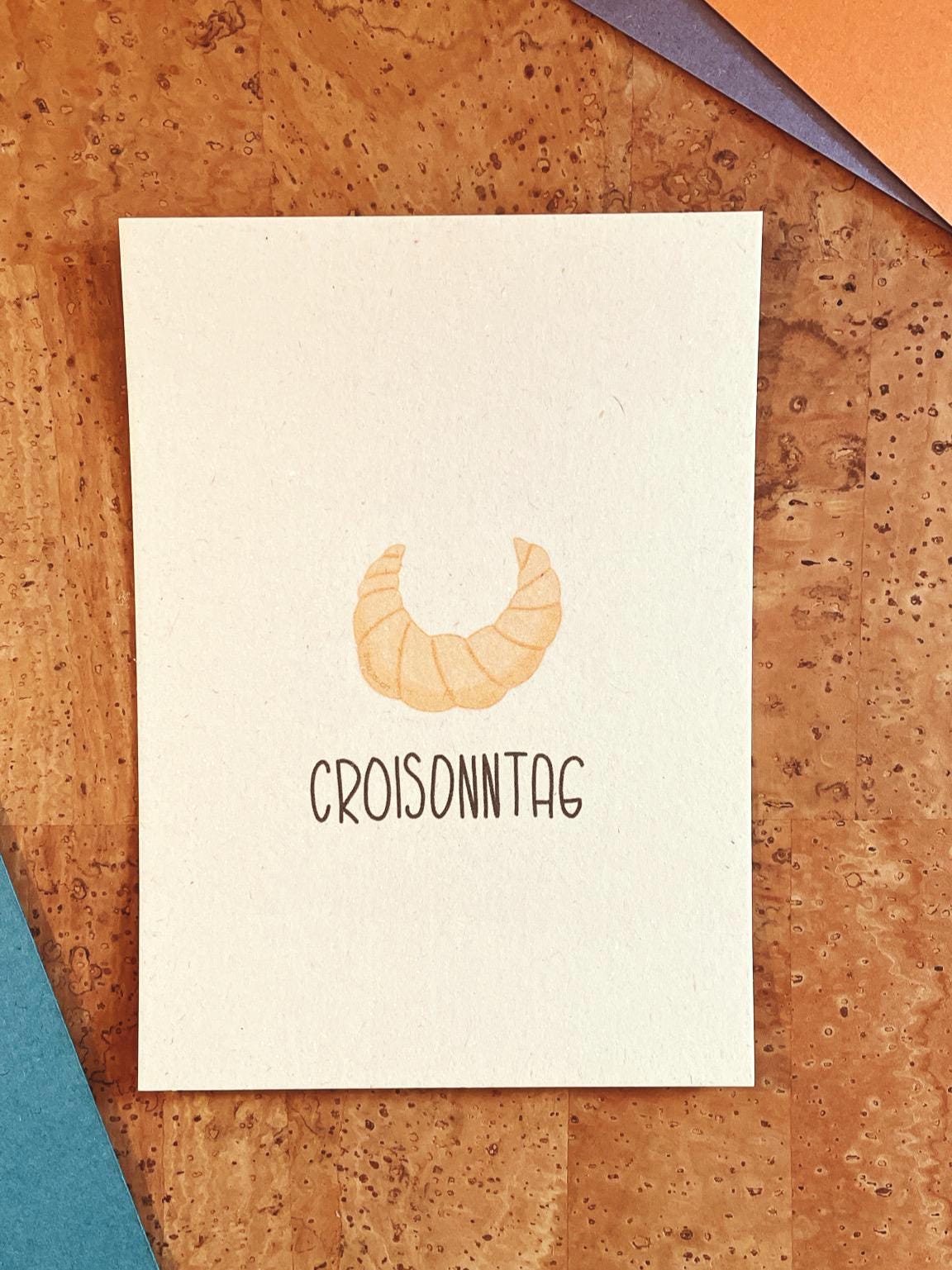 Postkarte A6 Croissant Croisonntag | individuelles breakfast Geschenk | Postkarte für Frühstücksliebhaber | Gift für Slow mornings people