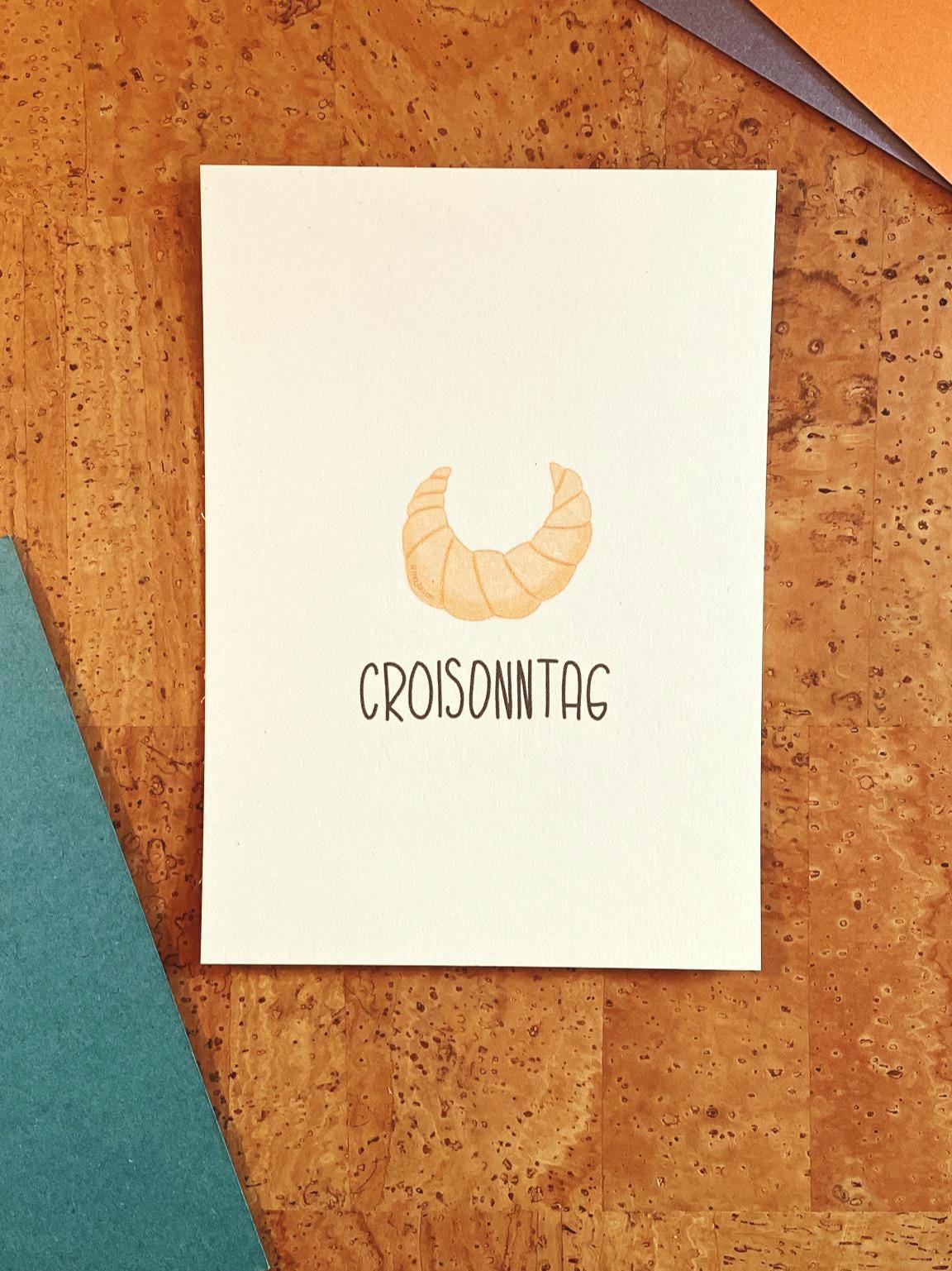 Postkarte A6 Croissant Croisonntag | individuelles breakfast Geschenk | Postkarte für Frühstücksliebhaber | Gift für Slow mornings people