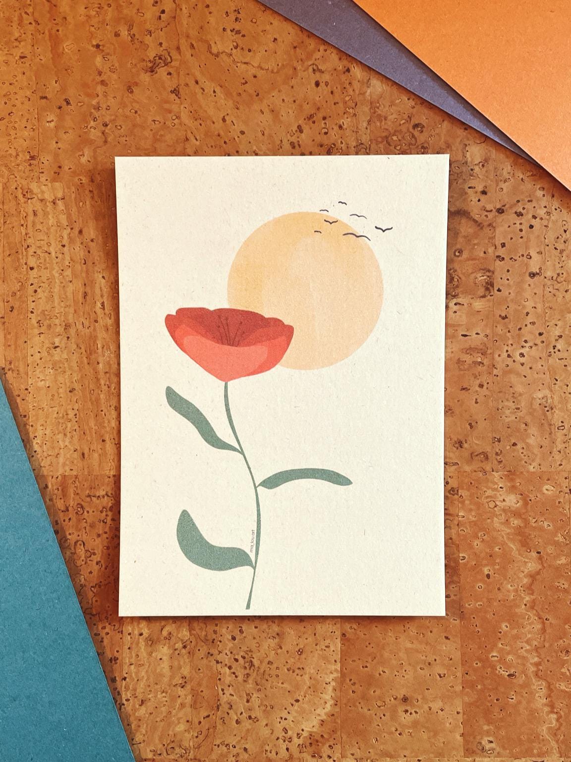 Postkarte A6 Mohnblume Poppy | nachhaltiger Digitaldruck | individuelles Papier
