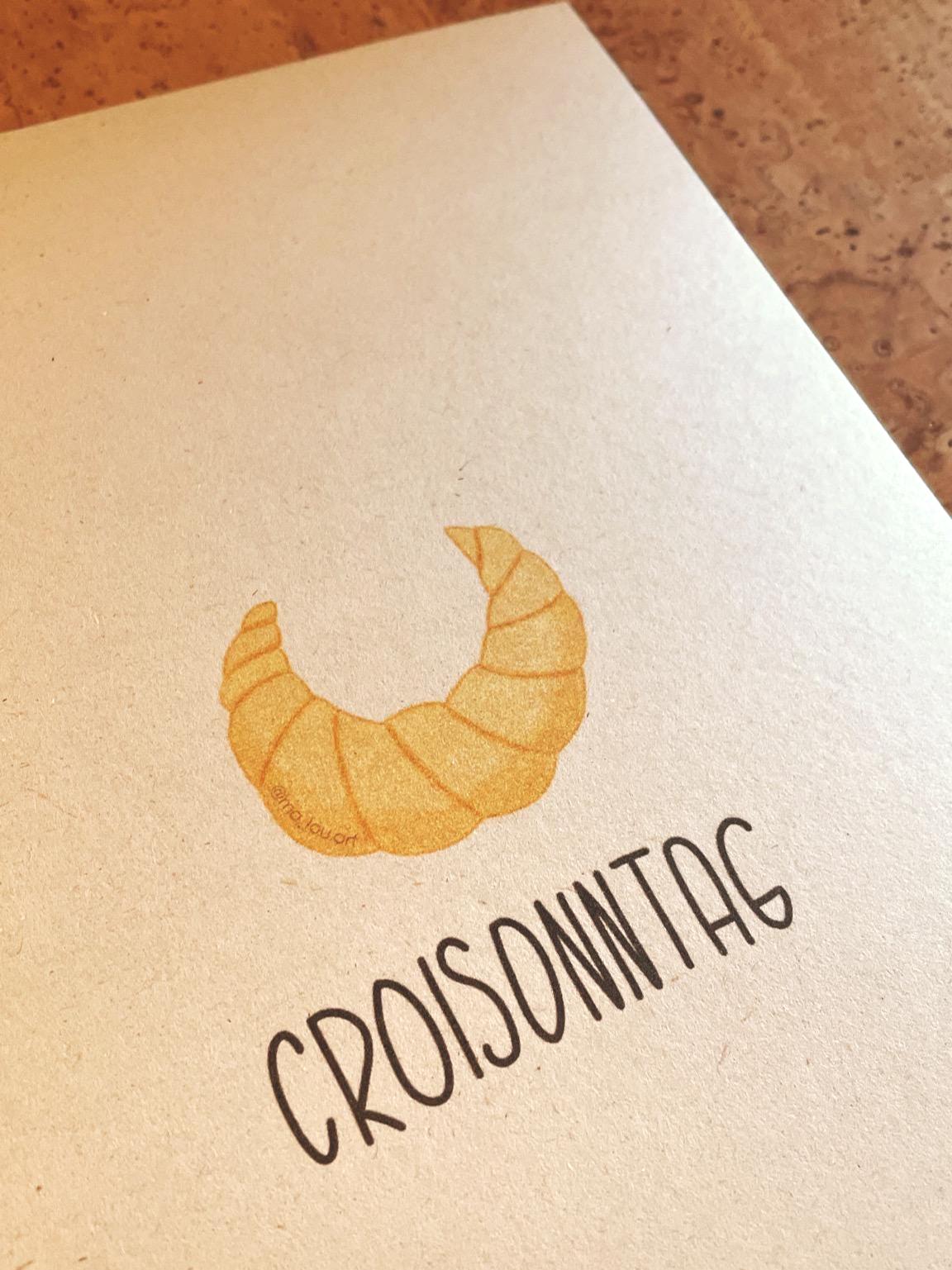 Artprint Croissant Croisonntag | A4 A5 breakfast club wall art | Slow Morning Fans Art Print | frühstücksliebe Küchen Poster Geschenk