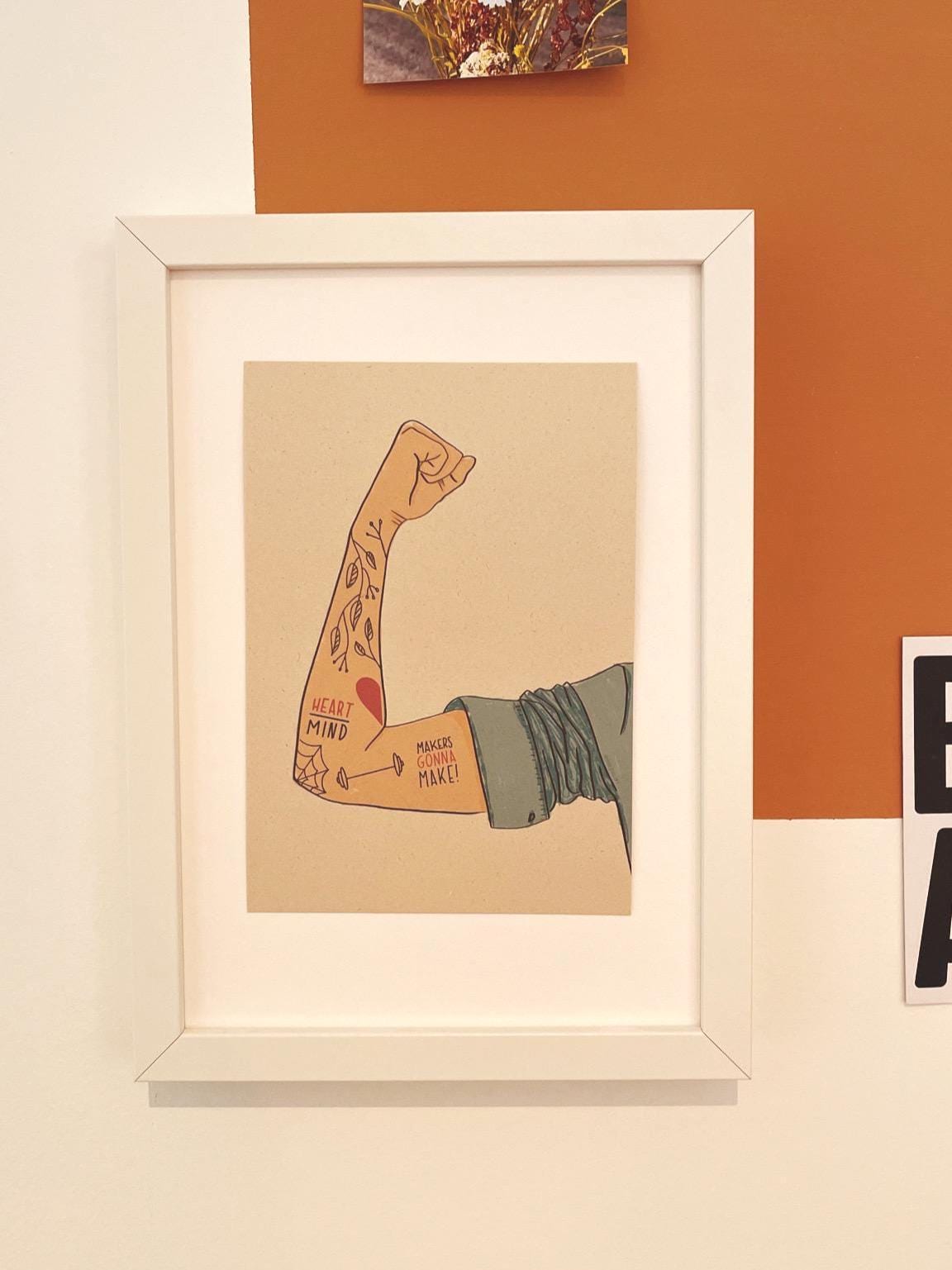 Artprint A4 A5  „MAKERS GONNA MAKE“ – Motivationsposter Tattoo-Arm | Nachhaltiger Druck | Geschenk für Tattoofans | smash the patriarchy