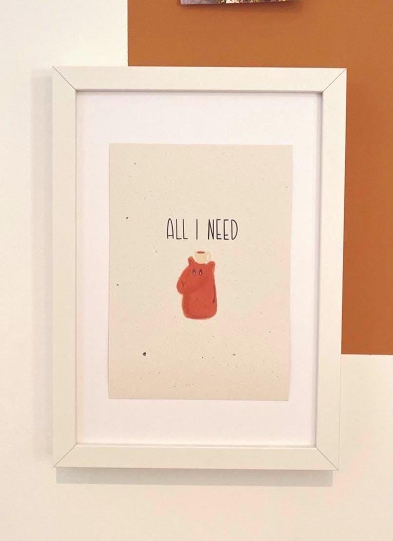 Artprint Coffee Capybara Coffeebara | A4 A5 | coffee lover wall art Poster | Capybara lover print | espresso lover wall art | animal love