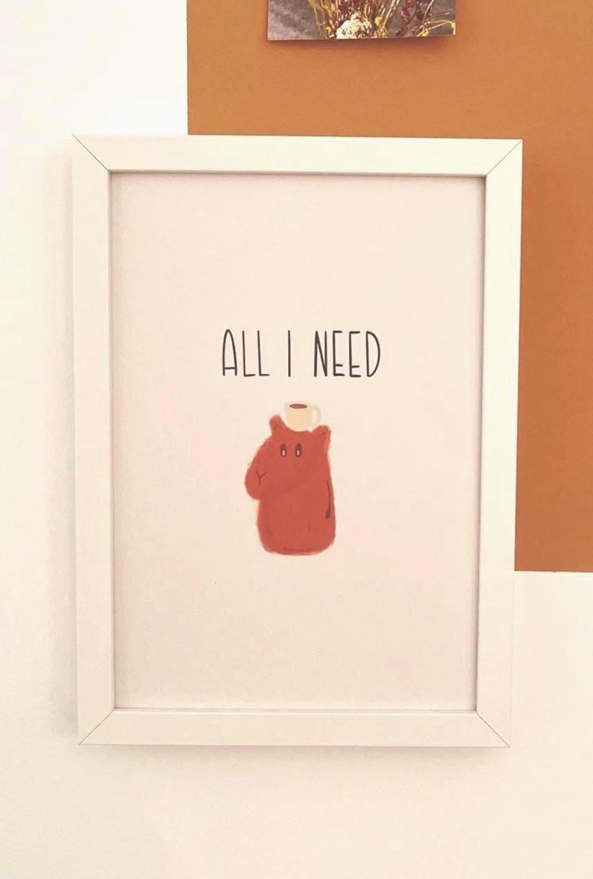 Artprint Coffee Capybara Coffeebara | A4 A5 | coffee lover wall art Poster | Capybara lover print | espresso lover wall art | animal love