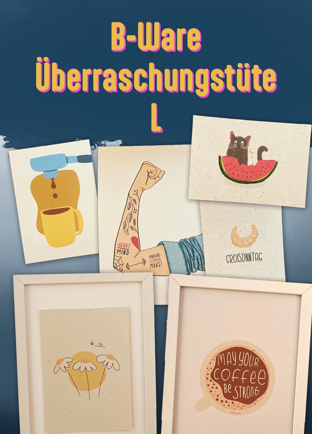B-Ware Überraschungstüte L – DIN A4 + A5 Artprint + Postkarte | Premium Eco Paper Art | Nachhaltige Gallery Wall