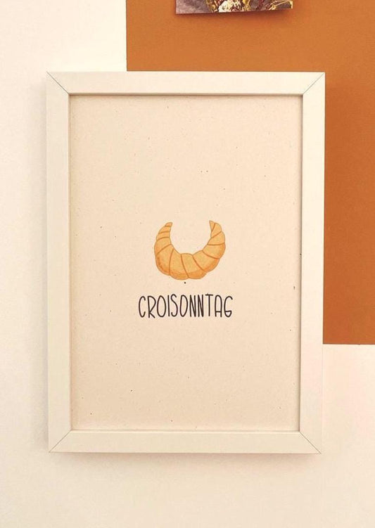 Artprint Croissant Croisonntag | A4 A5 breakfast club wall art | Slow Morning Fans Art Print | frühstücksliebe Küchen Poster Geschenk