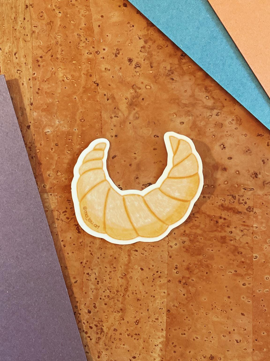 Croissant Vinyl Sticker wasserfest - Süßer Bakery Aufkleber für Laptop Flasche Journal - Französisches Gebäck Sticker Food Art