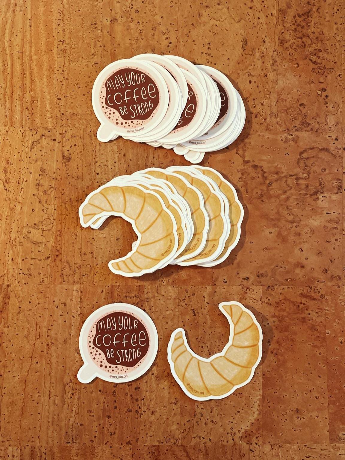Croissant Vinyl Sticker wasserfest - Süßer Bakery Aufkleber für Laptop Flasche Journal - Französisches Gebäck Sticker Food Art