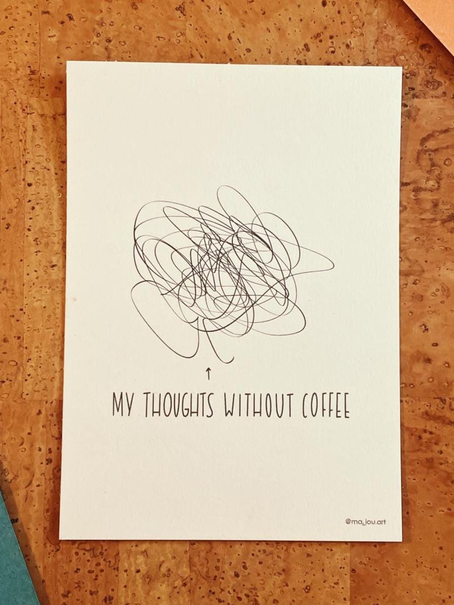 Postkarte A6 My thoughts today | mental health Postkarte | selfcare Geschenk | overthinking Art design gift