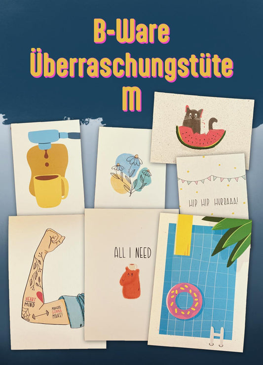 B-Ware Überraschungstüte M – 1 x DIN A5 Artprint + 2 x Postkarten | Nachhaltiger Eco Paper Mix | Vintage Art Set