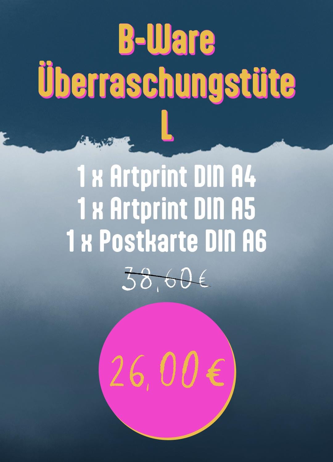 B-Ware Überraschungstüte L – DIN A4 + A5 Artprint + Postkarte | Premium Eco Paper Art | Nachhaltige Gallery Wall
