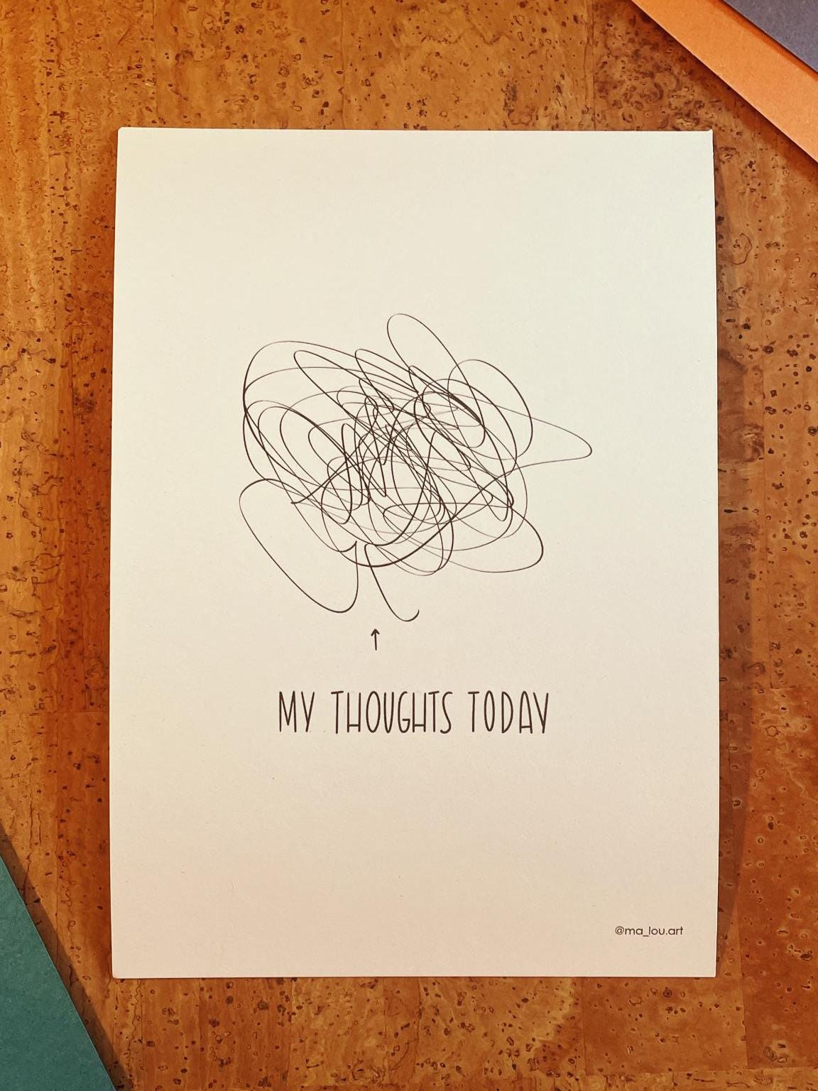 My Thoughts Artprint A4/A5 personalisiert - Minimalistisches Line Art Poster nachhaltig - Gedanken Wandbild - Mental Health Art