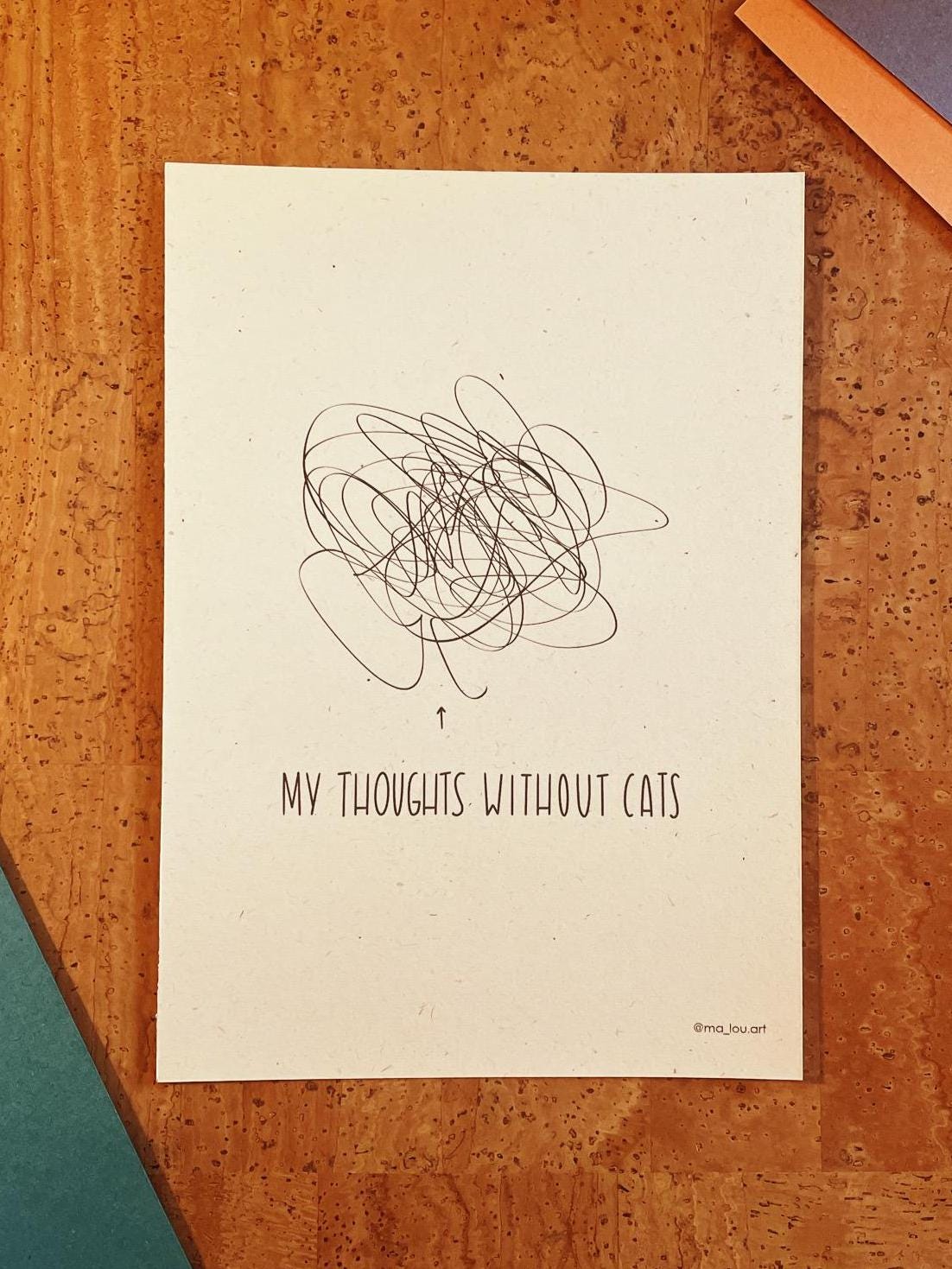 My Thoughts Artprint A4/A5 personalisiert - Minimalistisches Line Art Poster nachhaltig - Gedanken Wandbild - Mental Health Art