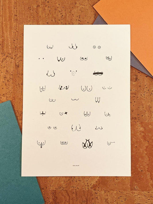 All Boobs Are Beautiful Digitaldruck A4/A5 - Body Positivity Poster nachhaltig - Female Empowerment Wandbild - Körperakzeptanz Art Print