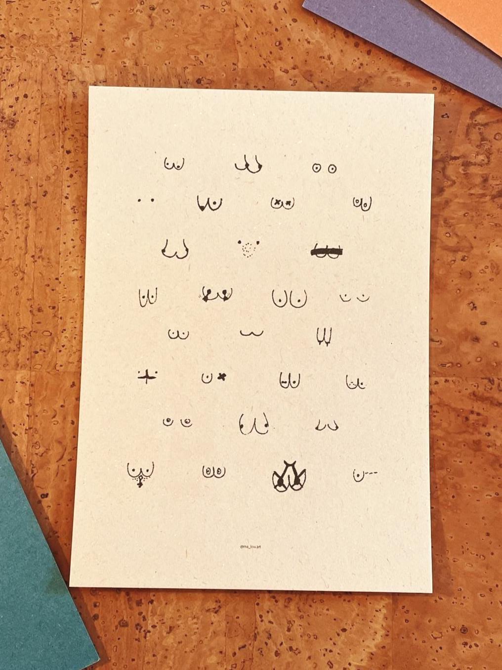 All Boobs are Beautiful Postkarte A6 | Body Positive Kunst | Selbstliebe Geschenk | Feminismus Deko | Custom Empowerment Print