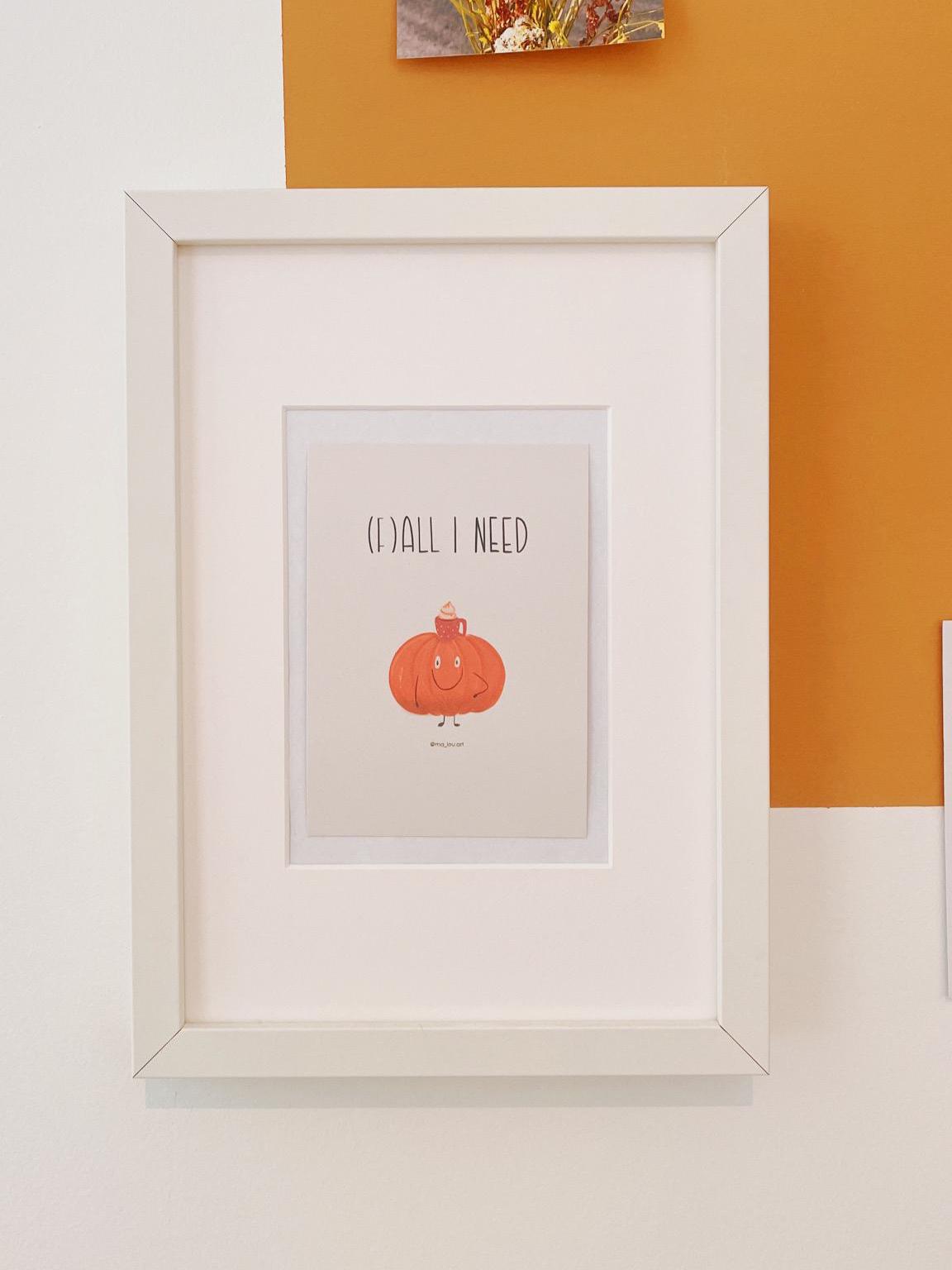 Postkarte (F)All I Need Kürbis A6 | Herbst Postkarte | Kawaii Pumpkin Art | Herbstdeko | Süße Halloween Karte | Fall Season Print