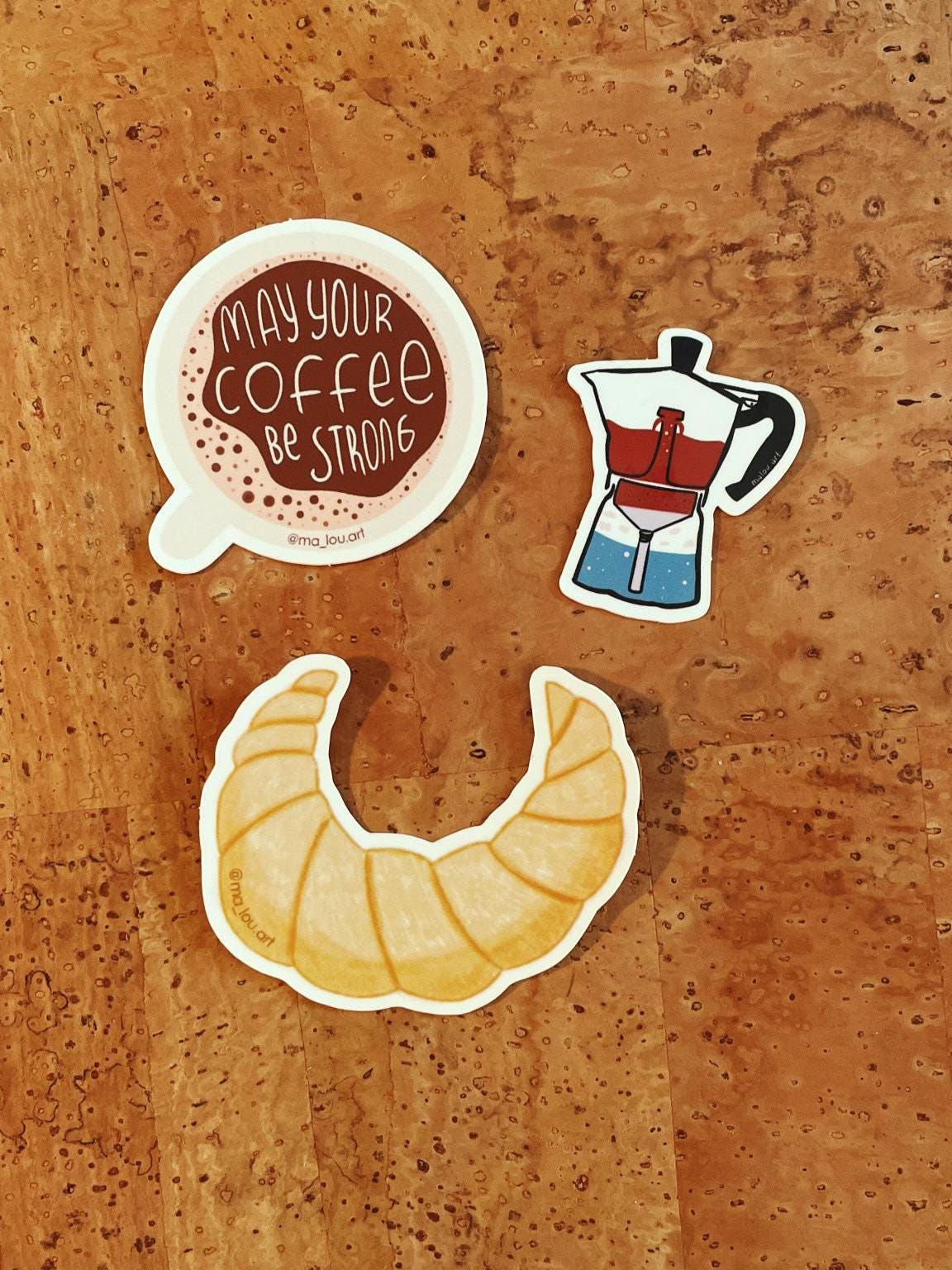 Vinyl-Sticker Set Coffee Vibes – 3 Kaffee & Frühstück Sticker für Kaffeeliebhaber