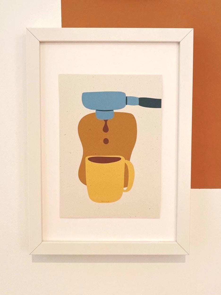 Espresso Maschine Artprint A4/A5 | Minimalist Barista Poster | Siebträger Wanddeko Küche | Geschenk Kaffeeliebhaber Kaffee Illustration