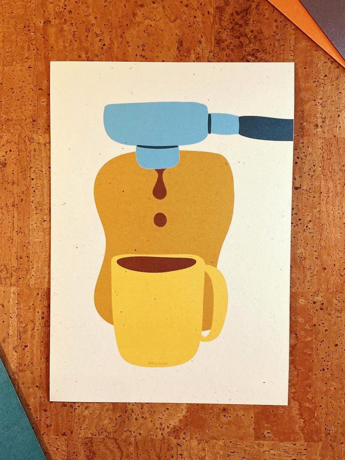 Espresso Maschine Artprint A4/A5 | Minimalist Barista Poster | Siebträger Wanddeko Küche | Geschenk Kaffeeliebhaber Kaffee Illustration