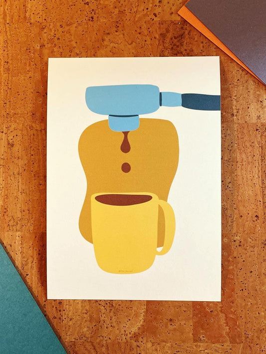 Espresso Maschine Artprint A4/A5 | Minimalist Barista Poster | Siebträger Wanddeko Küche | Geschenk Kaffeeliebhaber Kaffee Illustration