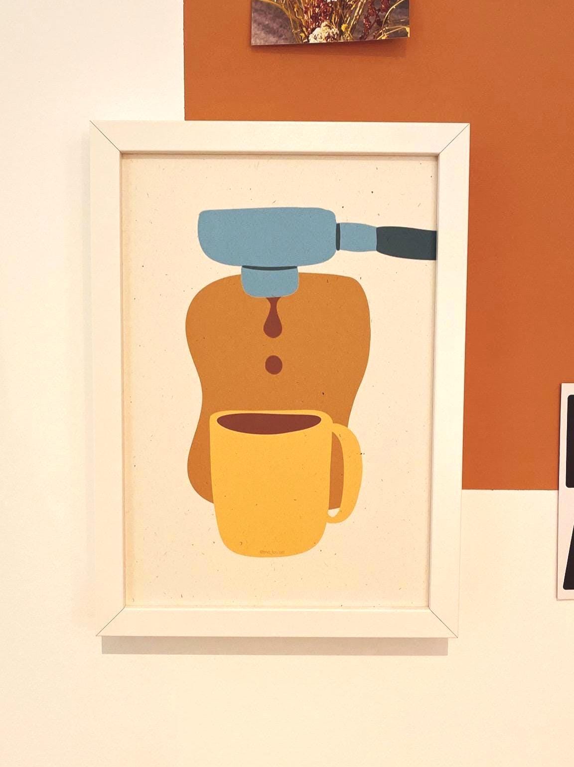 Espresso Maschine Artprint A4/A5 | Minimalist Barista Poster | Siebträger Wanddeko Küche | Geschenk Kaffeeliebhaber Kaffee Illustration