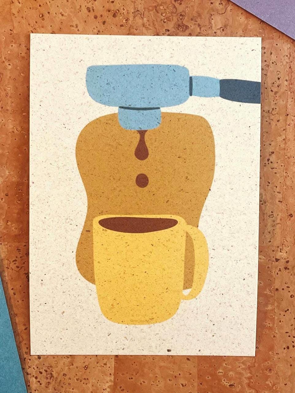 Espresso Maschine Artprint A4/A5 | Minimalist Barista Poster | Siebträger Wanddeko Küche | Geschenk Kaffeeliebhaber Kaffee Illustration
